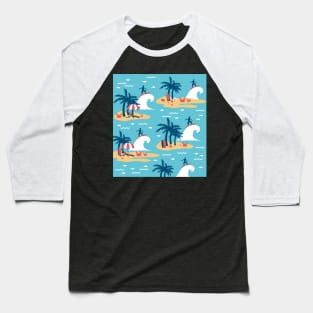 Enjoy Blue Surfing Cartoon Illustration V2 Baseball T-Shirt